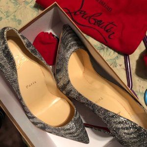 NWT Louboutin Pigalle Follies 100 silver